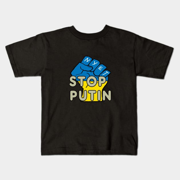 Anti Putin Kids T-Shirt by Mark Ewbie